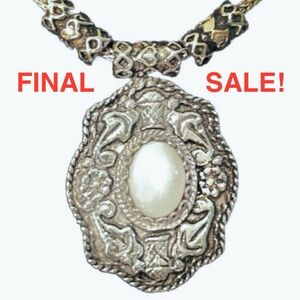Sterling Silver & Mother of Pearl?? Pendant Necklace